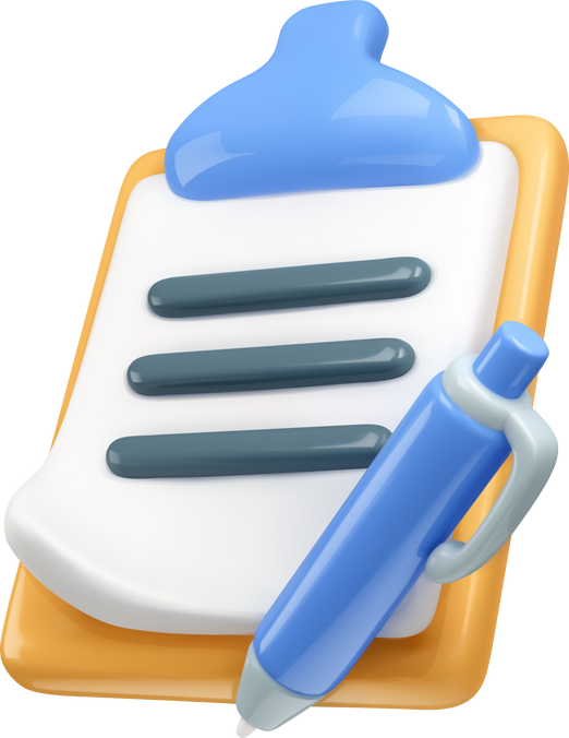 Clipboard with pen 3d icon